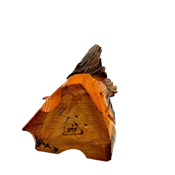 Vintage Hand Carved Wooden Wood Eagle Figurine Sculpture Mid Century - Picture 8 of 12